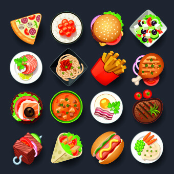 vivid food icon design vector