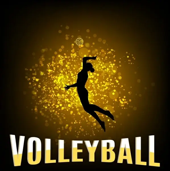 volleyball background female player icon glittering silhouette decor