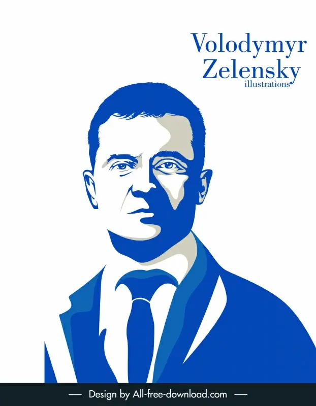 volodymyr zelensky portrait icon flat silhouette illustrations