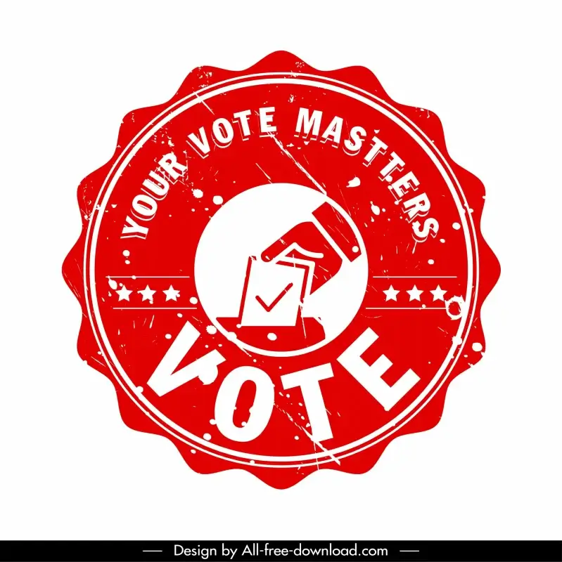 voted stamp template serrated circle hand checked sign stars