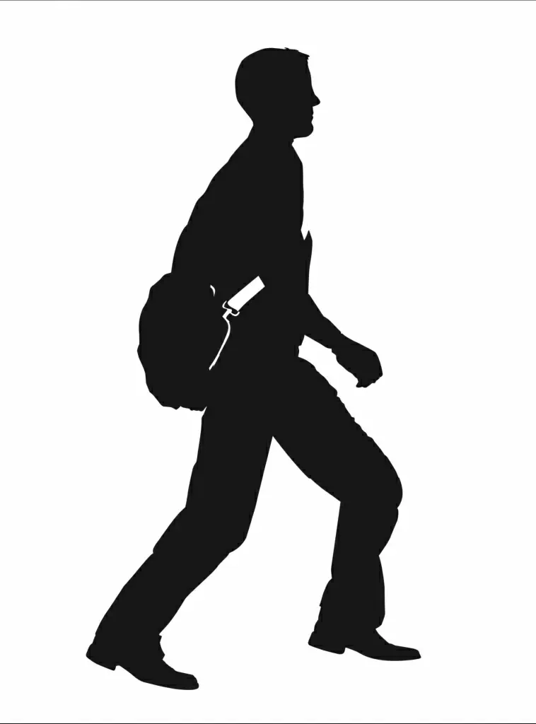 walking movement of hiker silhouette