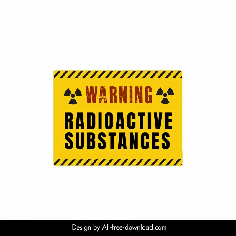 warning radioactive substances sign template modern grunge flat sketch