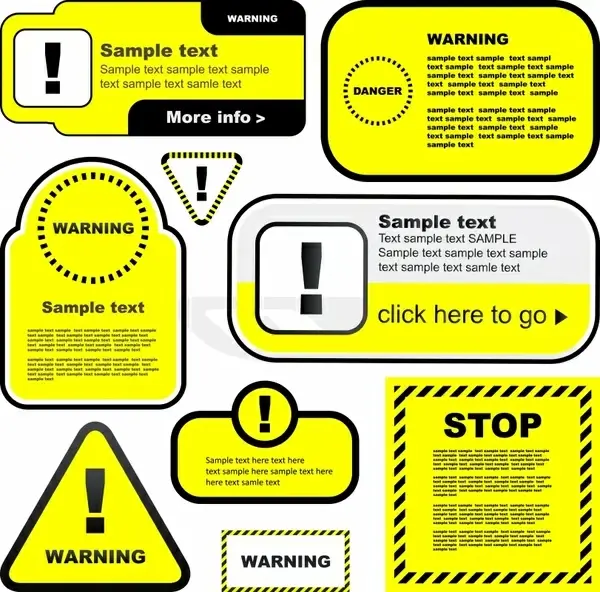 warning signs templates classical flat shapes