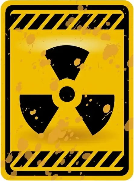 radiactive warning board template flat black yellow grunge