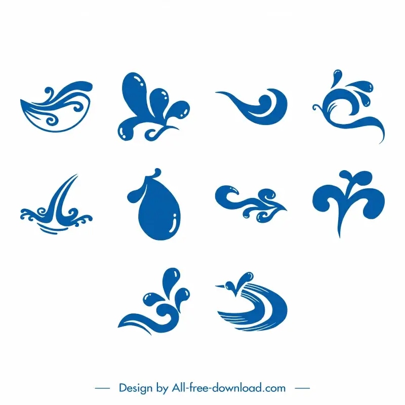 water icon sets elegant flat dynamic curves shape sketch