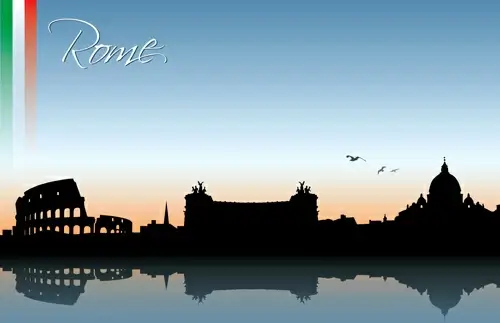 waterfront city creative silhouette vector