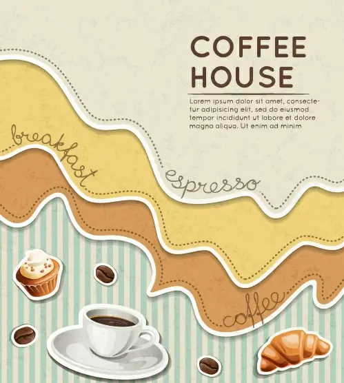 wave coffee house background vector