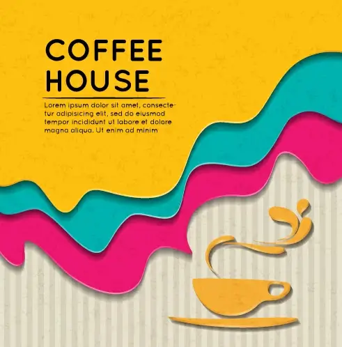 wave coffee house background vector