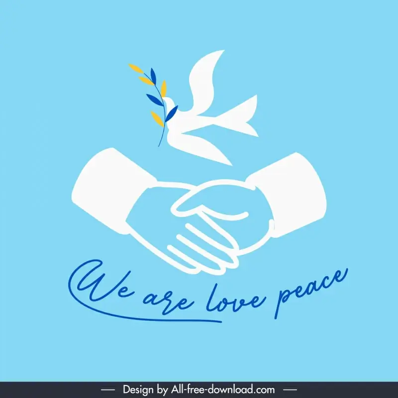 we are love peace banner flat handshake pigeon sketch