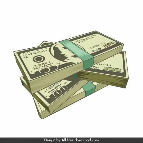 wealth icon dollar cash stack 3d sketch