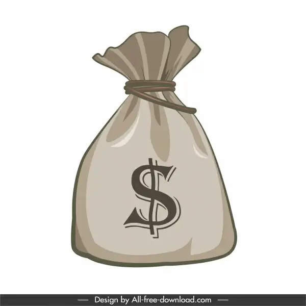 wealth icon money bag sketch classic design