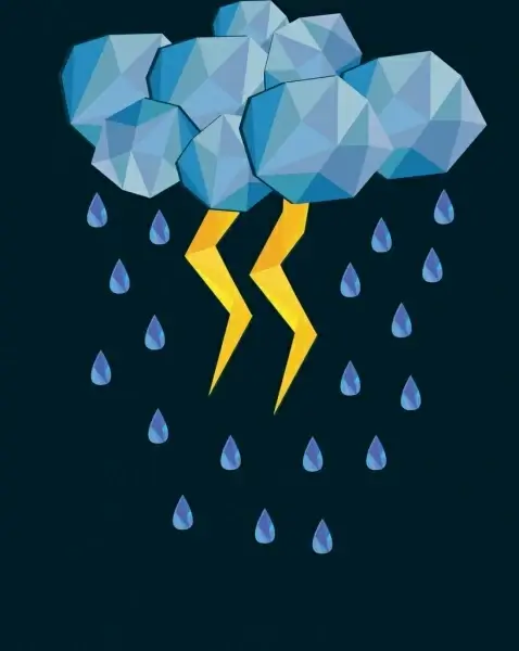 weather background cloud rain thunder icons polygonal decoration