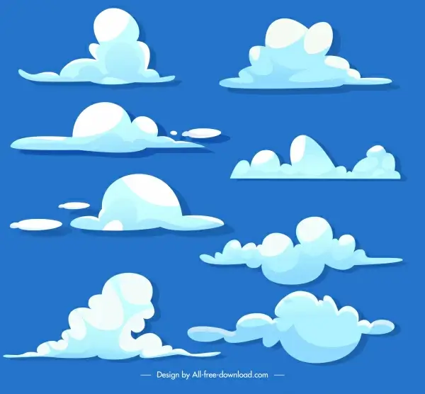 weather forecast design elements flat clouds shapes sketch