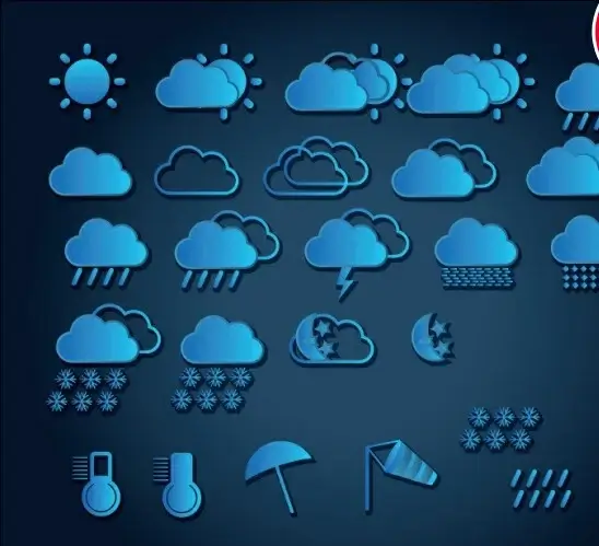 weather icon blue vectors