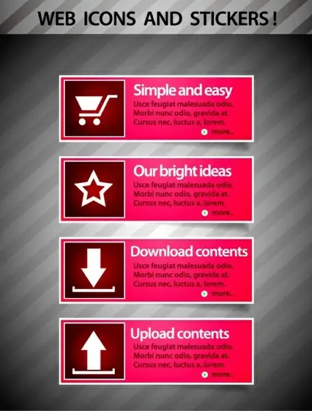 trading web banners templates flat icons pink decor