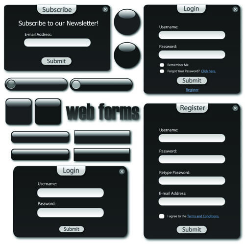 web login window elements vector