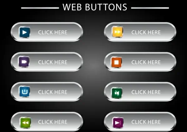 webpage buttons collection shiny rounded horizontal design