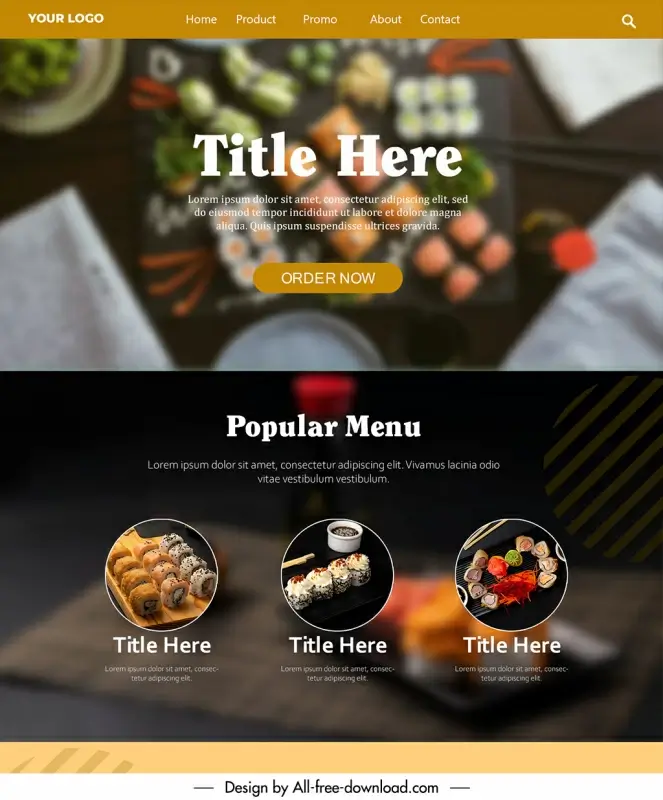 website culinary template luxury blurred design oriental food decor