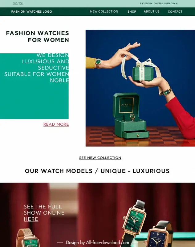 website fashion watches template elegant luxury closeup design 