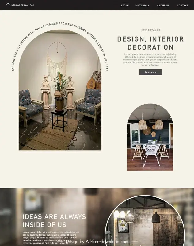 website interior design template elegant realistic design 