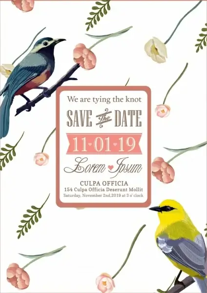 wedding banner colorful flowers birds icons decor