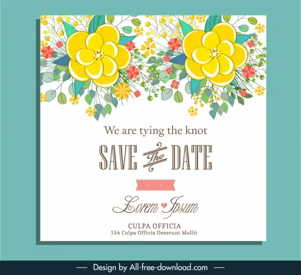 wedding card cover template elegant classical floral decor