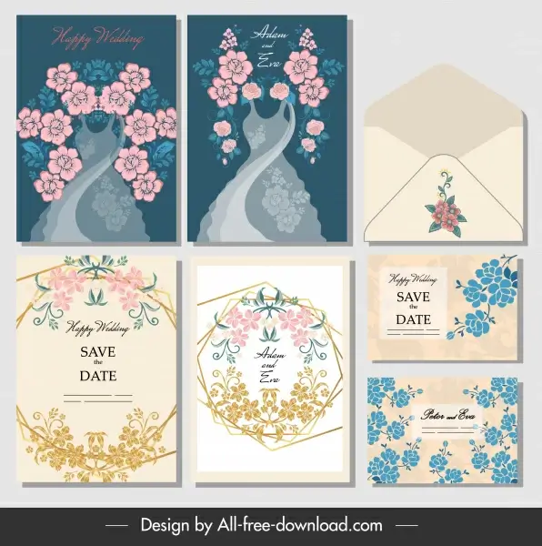 wedding card envelope templates elegant classic flowers decor