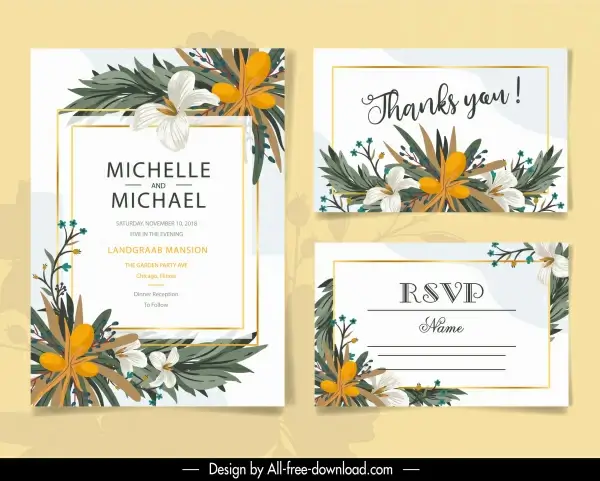 wedding card template elegant classic floral decor