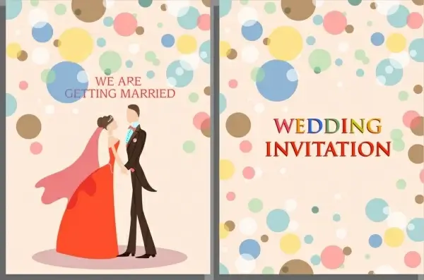 wedding card template marriage couple colorful round decor
