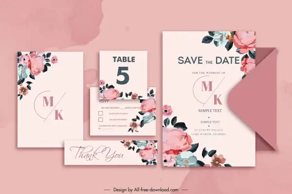 wedding card templates elegant botanical decor classic design