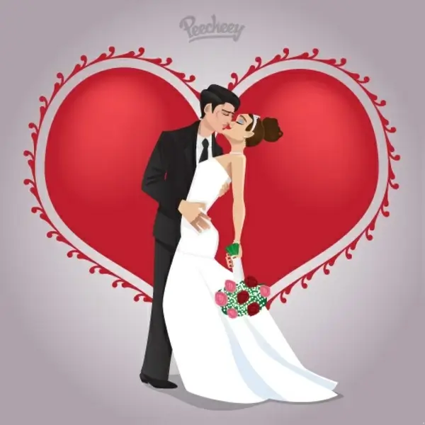 Wedding couple in love Vectors graphic art designs in editable .ai .eps  .svg .cdr format free and easy download unlimit id:6813271
