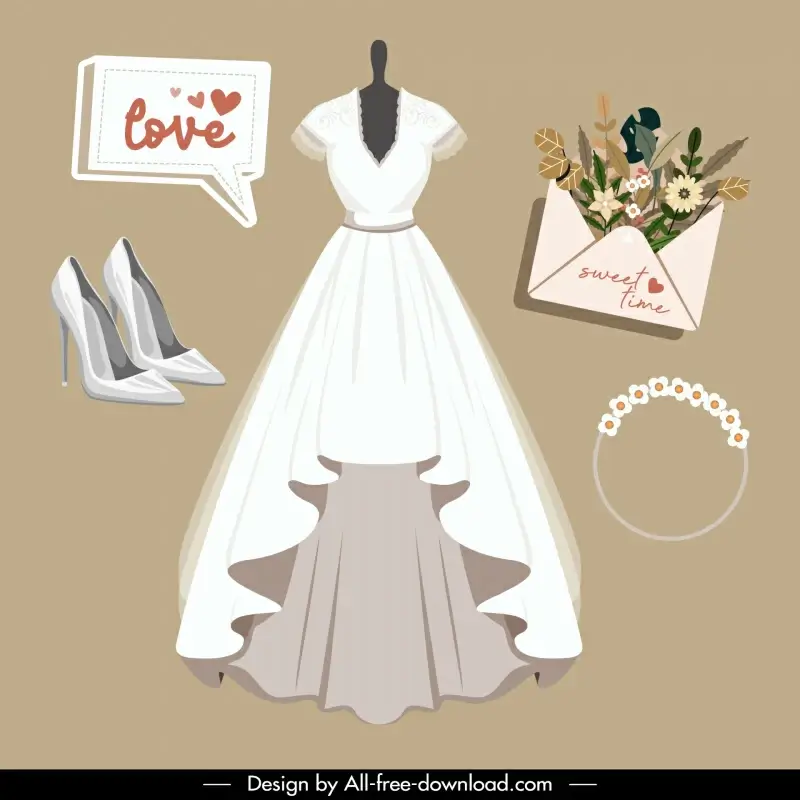   wedding dress design elements elegant bridal components elements