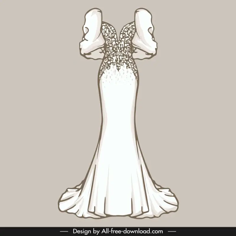wedding dress template symmetric luxury handdrawn 