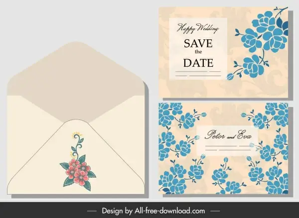 wedding envelope template classical flora decor
