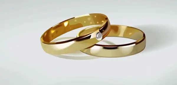 wedding rings icon modern 3d golden design