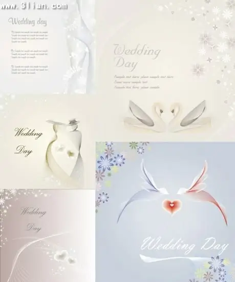 wedding background templates bright design bird flower icons