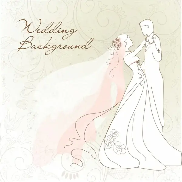 wedding background marriage couple icon handdrawn sketch