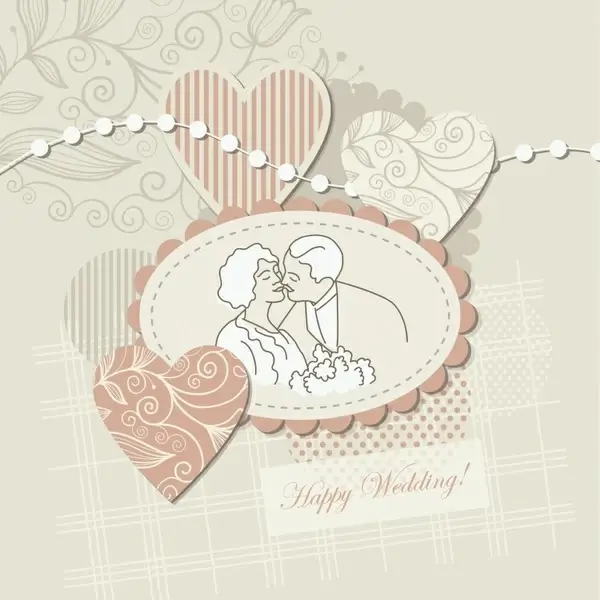 wedding background template elegant classic hearts couple sketch