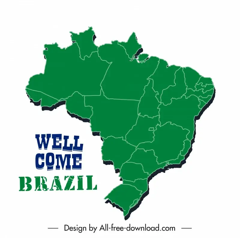 welcome brazil banner template 3d map sketch 