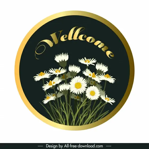welcome sign template floral decor shiny colored modern