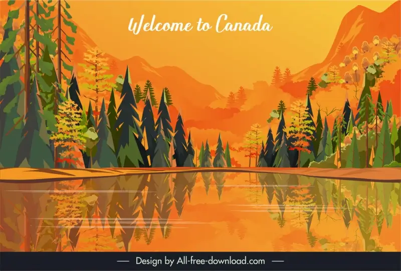 welcome to canada banner template elegant classical nature scene design 