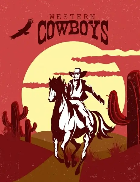 western cowboy banner red design classical retro decoration