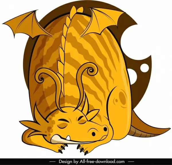 western dragon icon sleeping gesture yellow sketch
