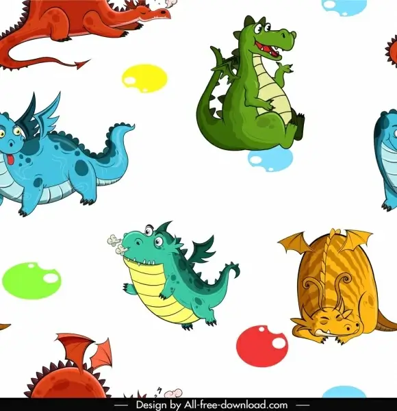 western dragon pattern colorful repeating decor