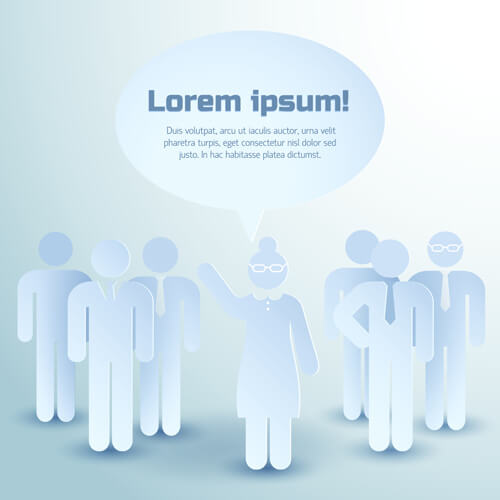 white business people with text cloud vector
