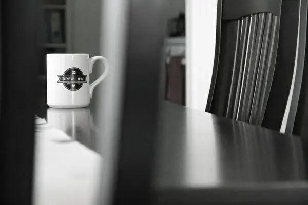 white coffee mug with brew love design