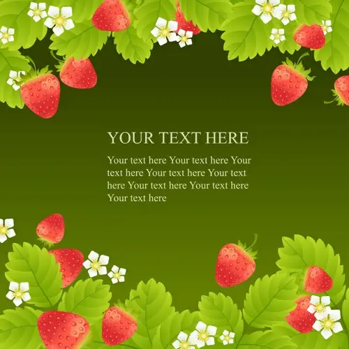 white flower and strawberries vector background