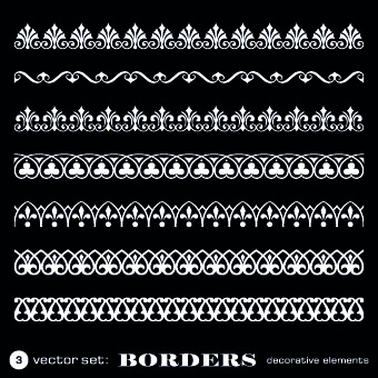 white lace borders design vector set