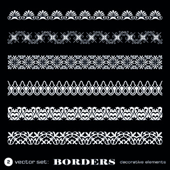 white lace borders design vector set