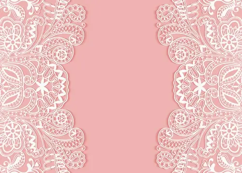 white lace with colored background vector set